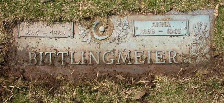 The Hollywood Memorial Park Grave Marker of William and Anna Bittlingmeier