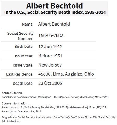 Albert Bechtold SSDI