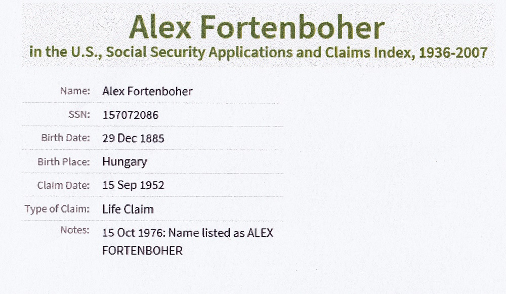 Alexander Fortenboher SSDI
