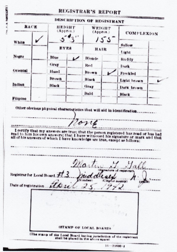 Alexander Fortenboher World War Two Draft Registration Card