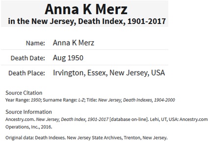Anna Bechtold Merz Death Index