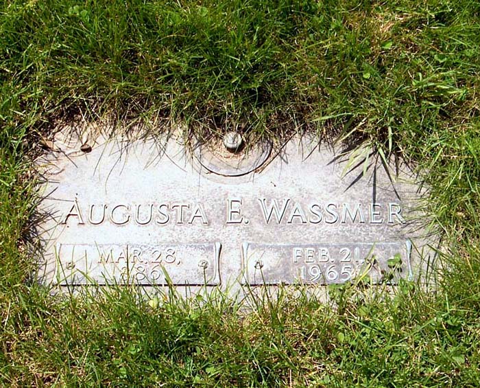 The Restland Memorial Park Grave Marker of Augusta Bauer Wassmer