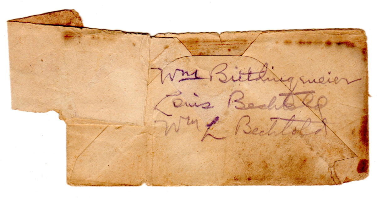 William H. Bittlingmeier, William L. Bechtold, and Louis Bechtold Envelope