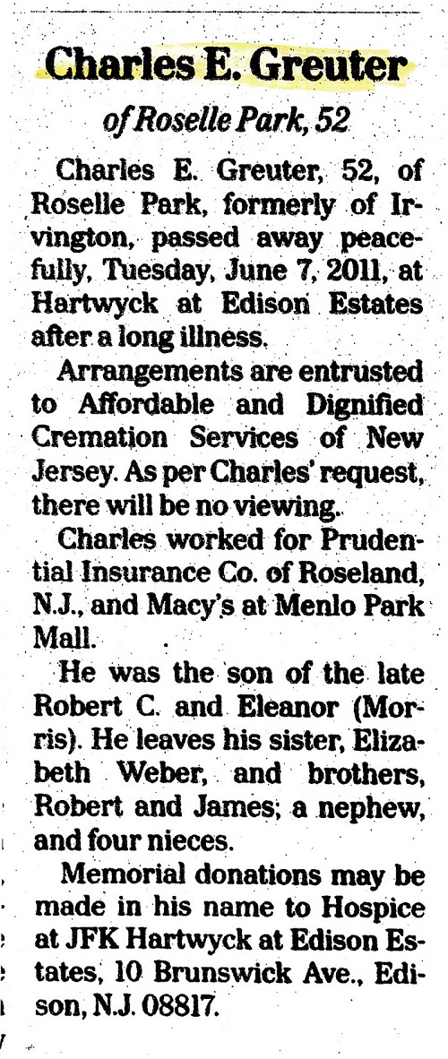 Charles E. Greuter Obituary