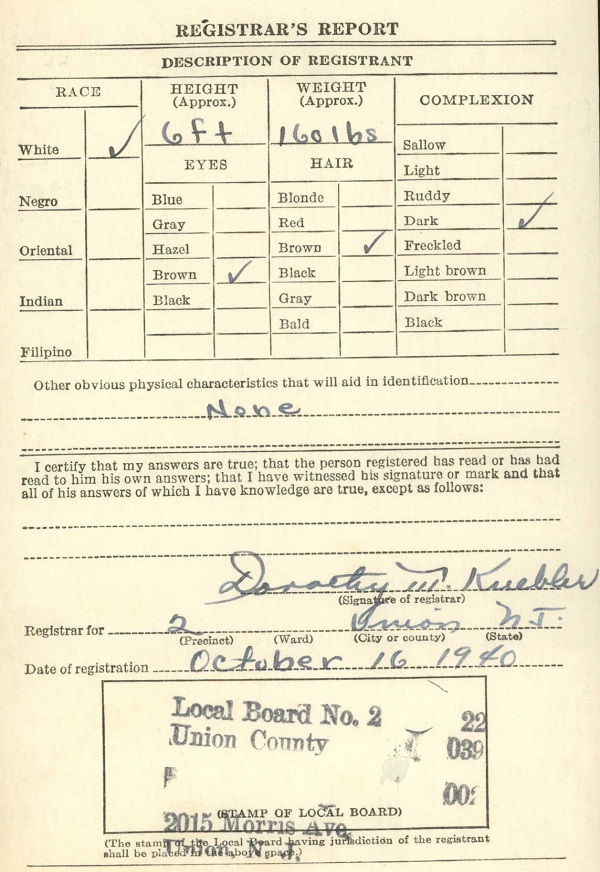 Charles Richard Harvin World War II Draft Registration