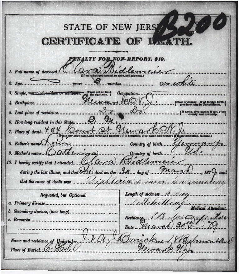 Clara Bittlingmeier Death Certificate