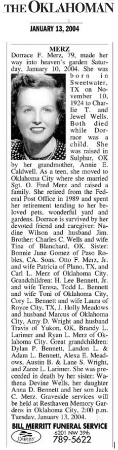 Dorrace Ferguson Wells Merz Obituary