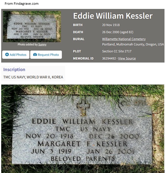 Eddie William Kessler Cemetery Record