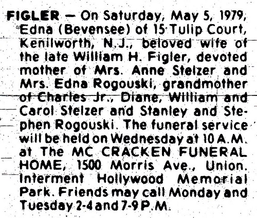 Edna Bevensee Figler Obituary