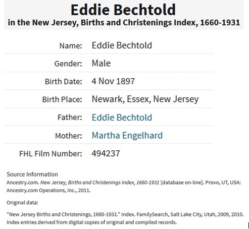 Edward Bechtold Birth Index
