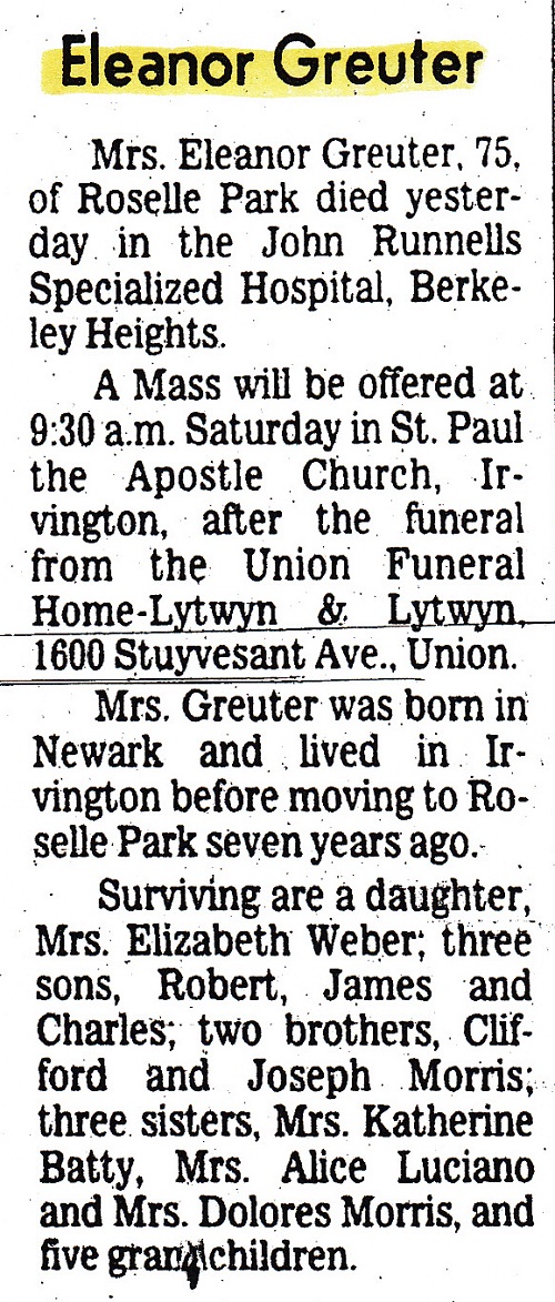 Eleanor F. (Morris) Greuter Obituary 2