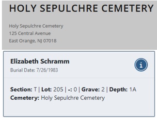 Elizabeth Poh Schramm Cemetery Record