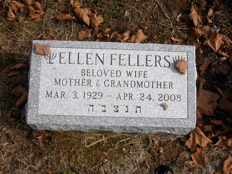 The Mount Lebanon Cemetery Grave marker of Ellen Fellers