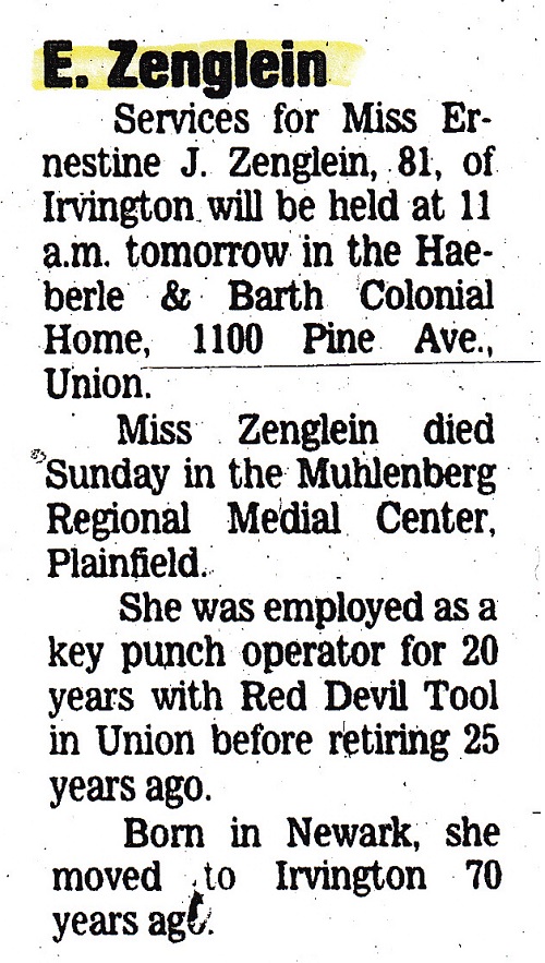 Ernestine J. Zenglein Obituary 2