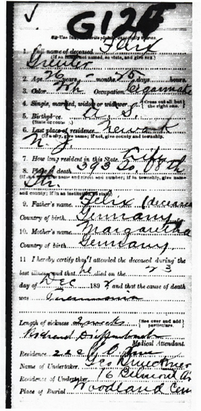 Felix Greuter Jr. Death Certificate