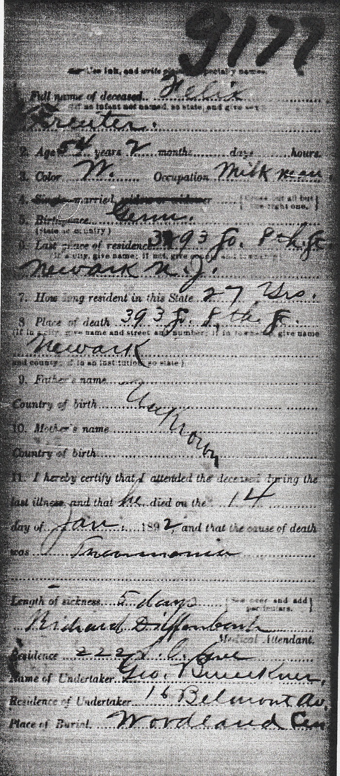 Felix Greuter Sr. Death Certificate