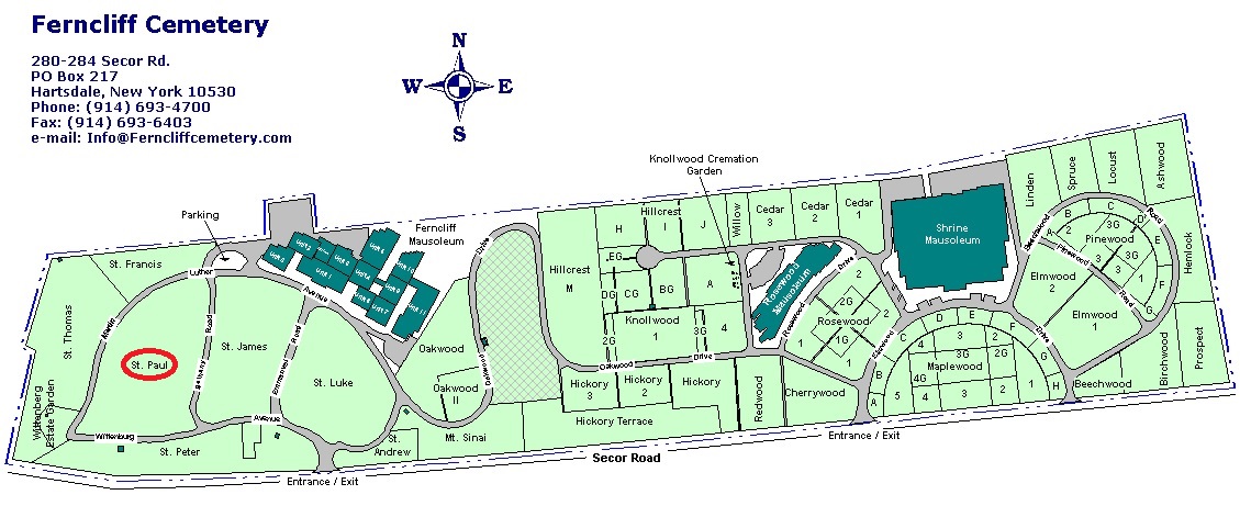 The Ferncliff Cemetery Grave Location of<br>Jessica and Daniel Carey