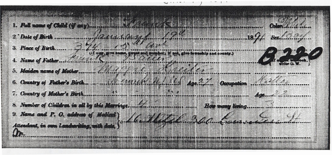 Frank Bauer Jr. Birth Certificate