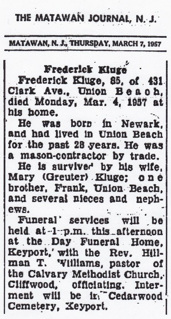 Frederick Kluge Obituary