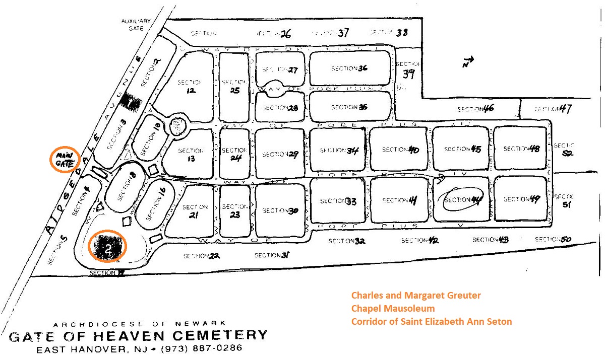 Interment for Charles and Margaret Greuter in Gate of Heaven Cemetery
