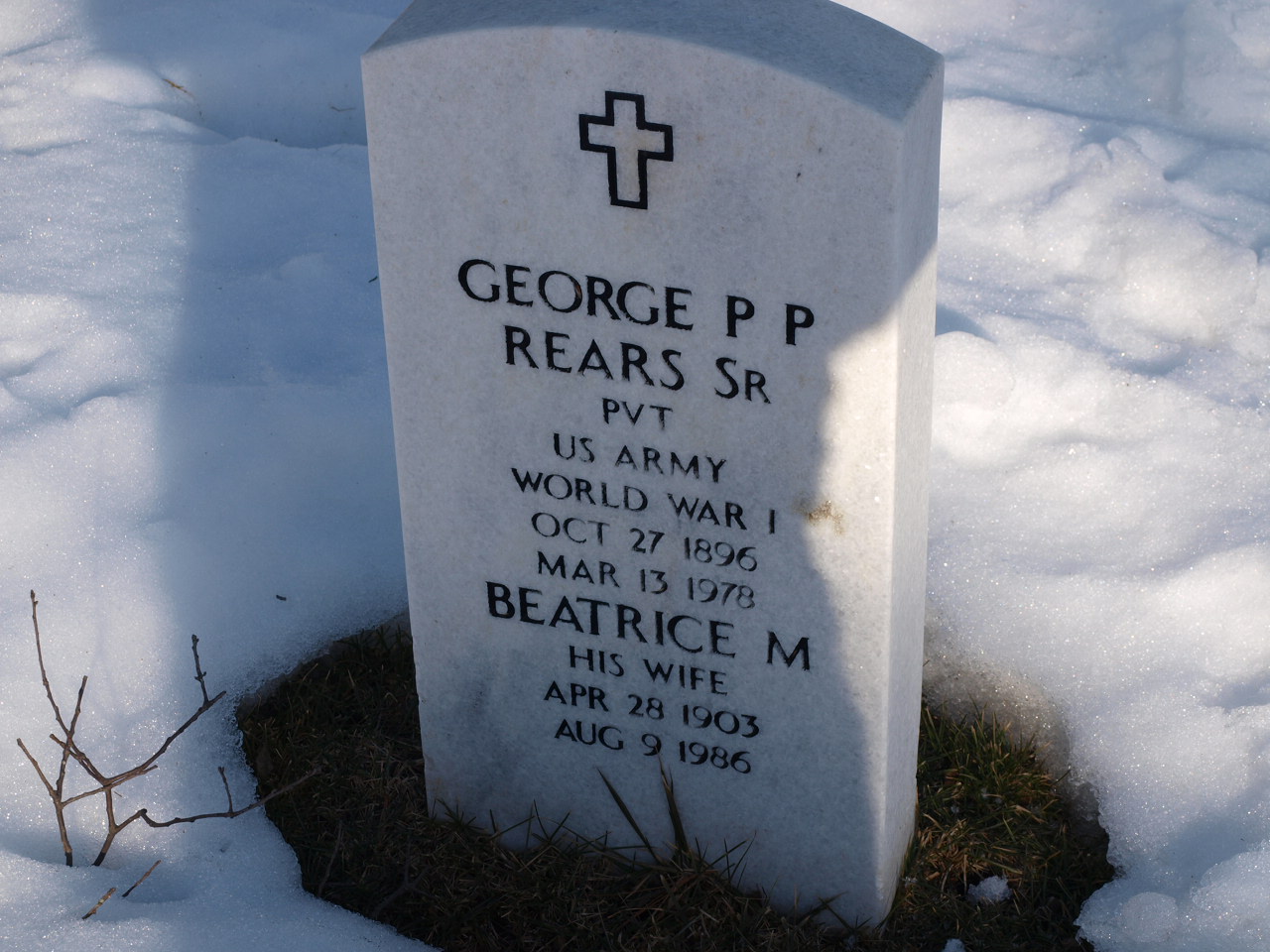 The Beverly National Cemetery headstone of George and Beatrice Rears