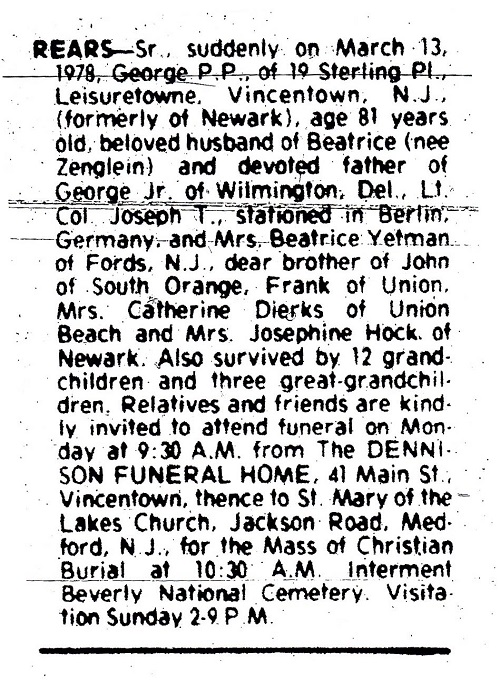George P. Rears Obituary