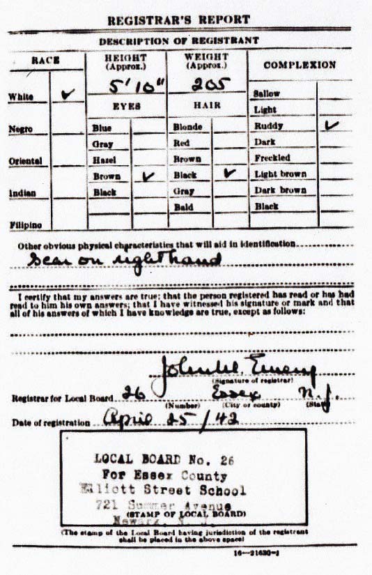 George Rear's World War II Draft Registration Card Part 2