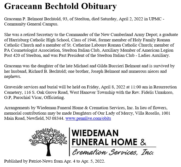 Graceann Belmont Bechtold Obituary