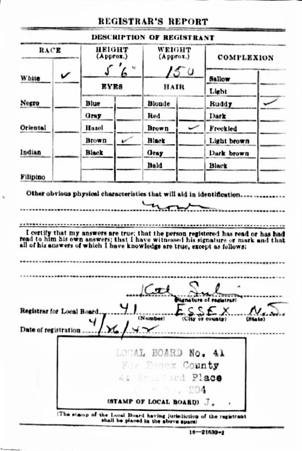 Henry Dyszkiewicz World War II Draft Registration