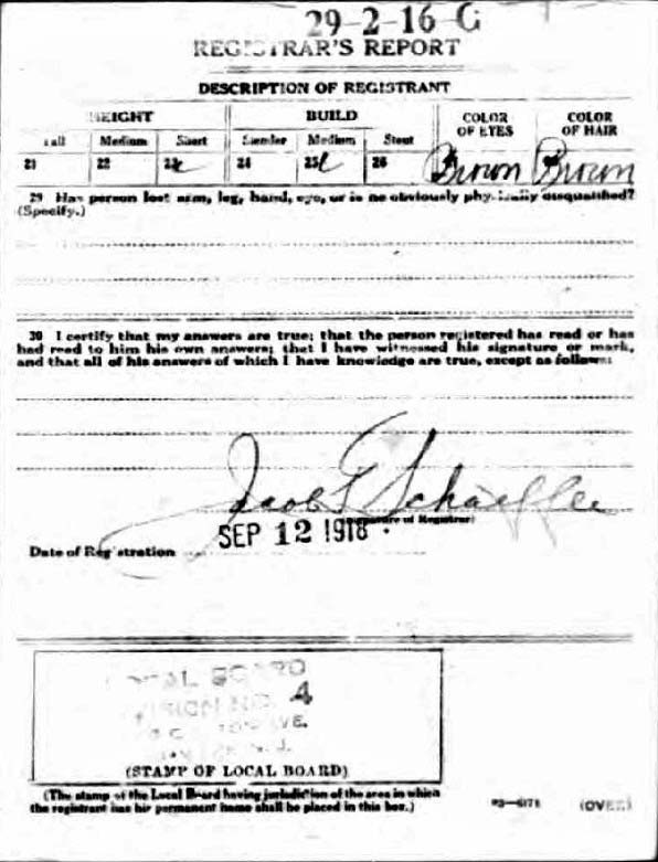 Henry Greuter's World War I Draft Registration Card Part 2