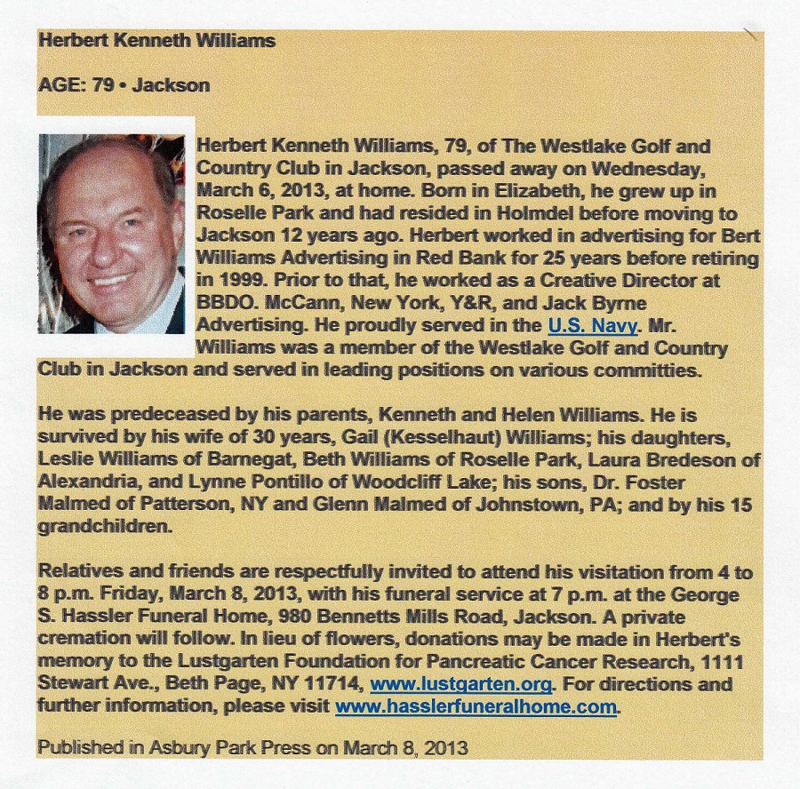 Herbert Kenneth Williams Obituary