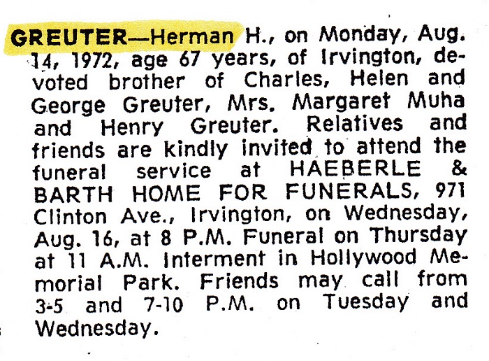 Herman Harry Greuter Obituary