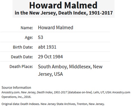 Howard Malmed Death Index