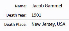 Jacob Gammel Death Index