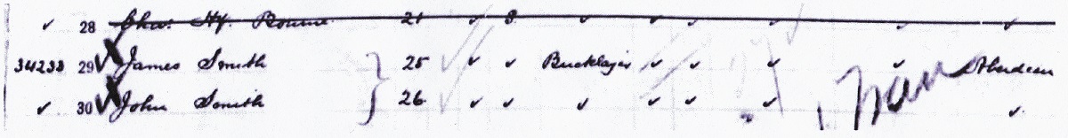James Findlay Smith Immigration Record