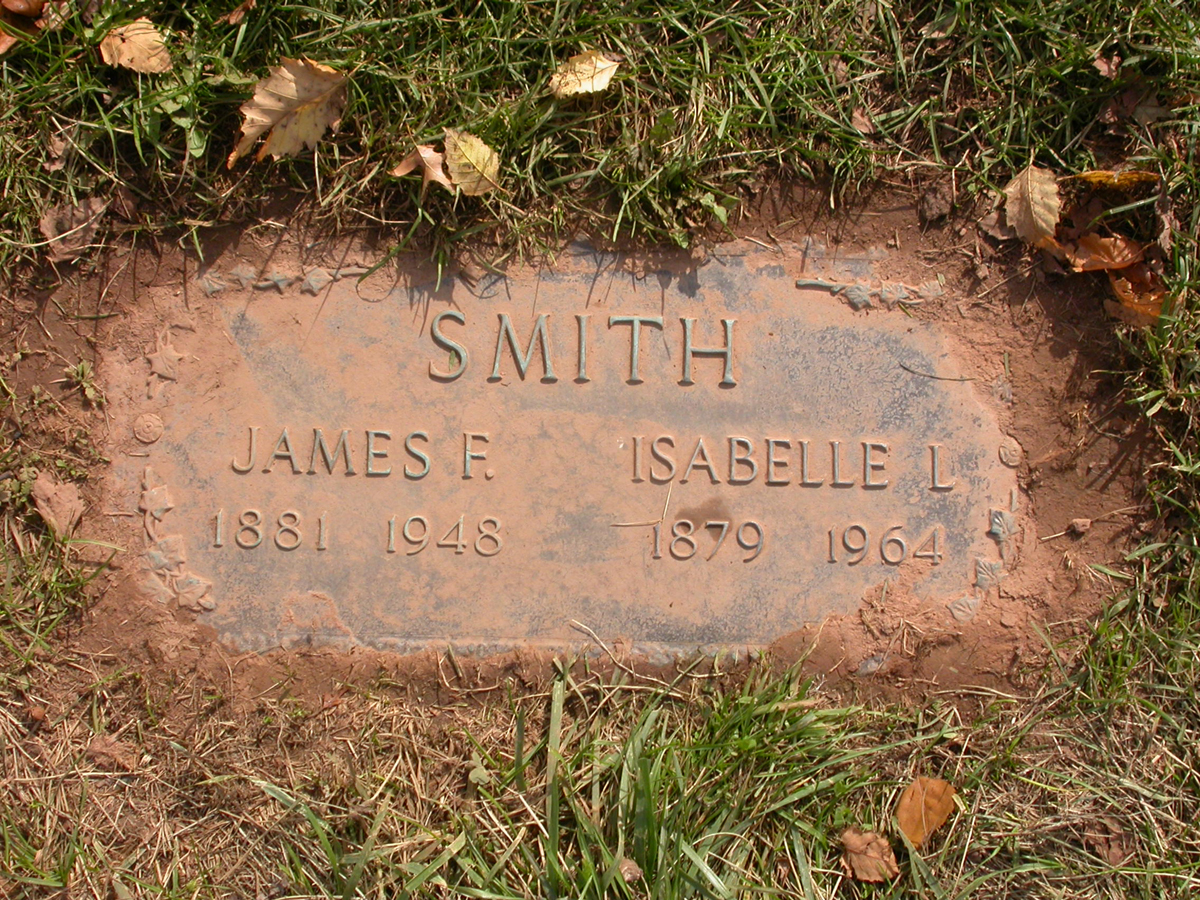 The Roseland Cemetery Grave Marker of James and Isabelle Smith
