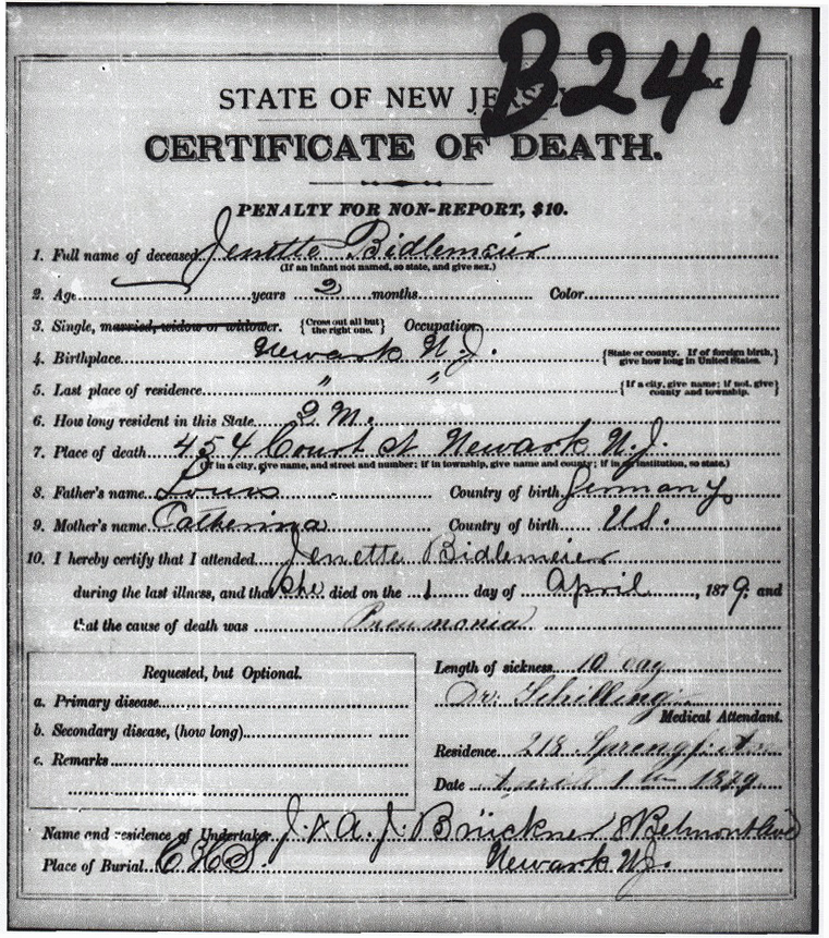 Jenette Bittlingmeier Death Certificate