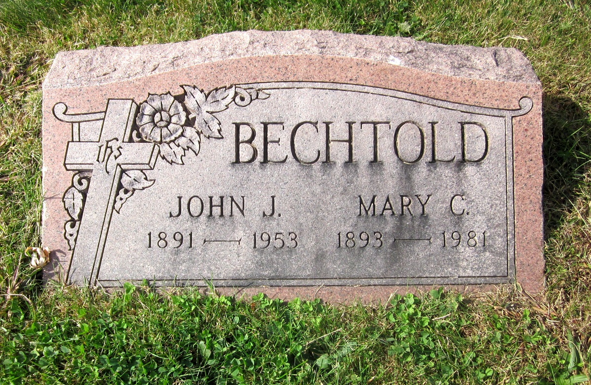The Holy Sepulchre Cemetery Grave Marker of John J. and Mary C. Bechtold