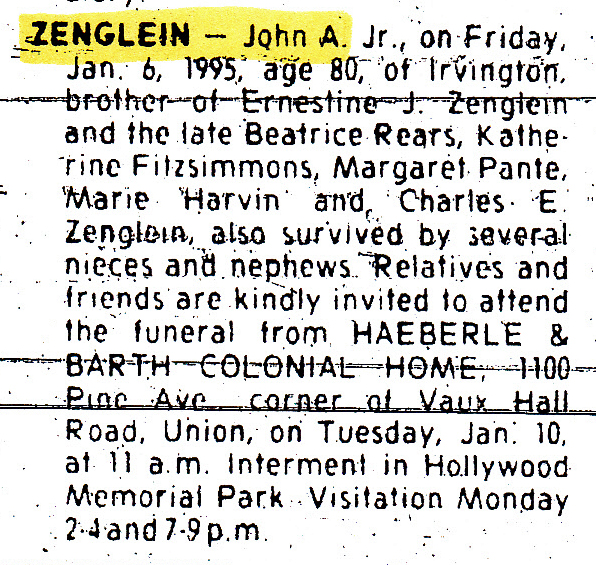 John A. Zenglein Jr. Obituary 1