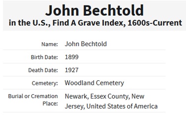 John Bechtold Cemetery Index