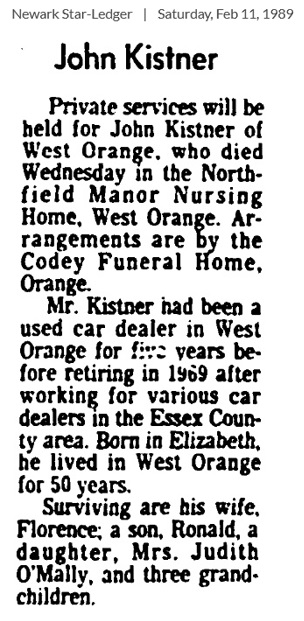 John Leonard Kistner Obituary