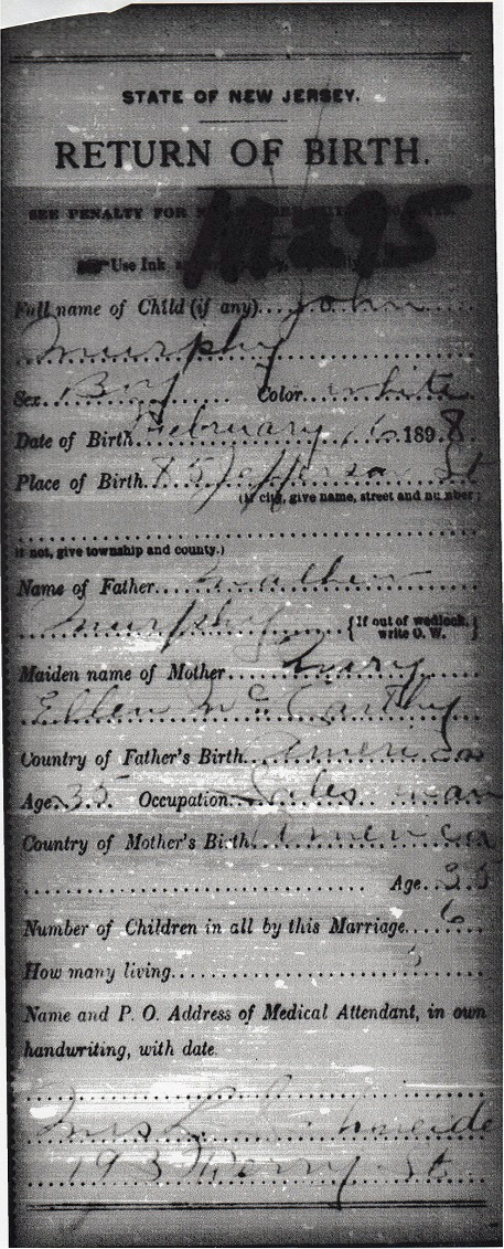 John M. Murphy Birth Certificate