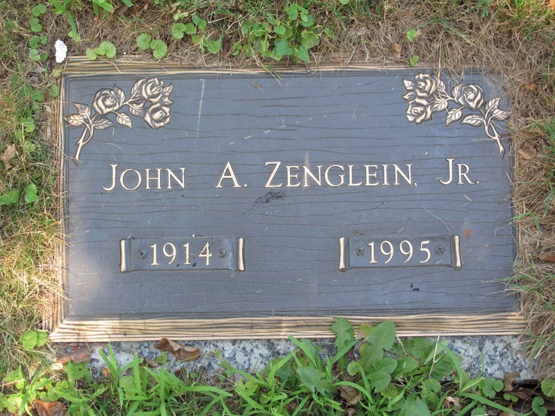 The Hollywood Memorial Park Cemetery Grave Marker of John A. Zenglein, Jr.