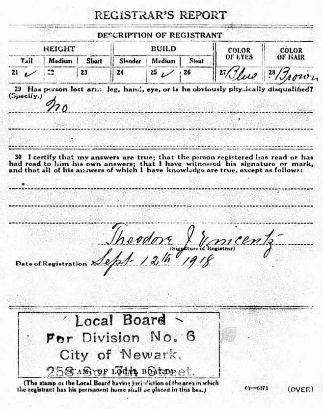 John A. Zenglein's World War I Draft Registration Card Part 2