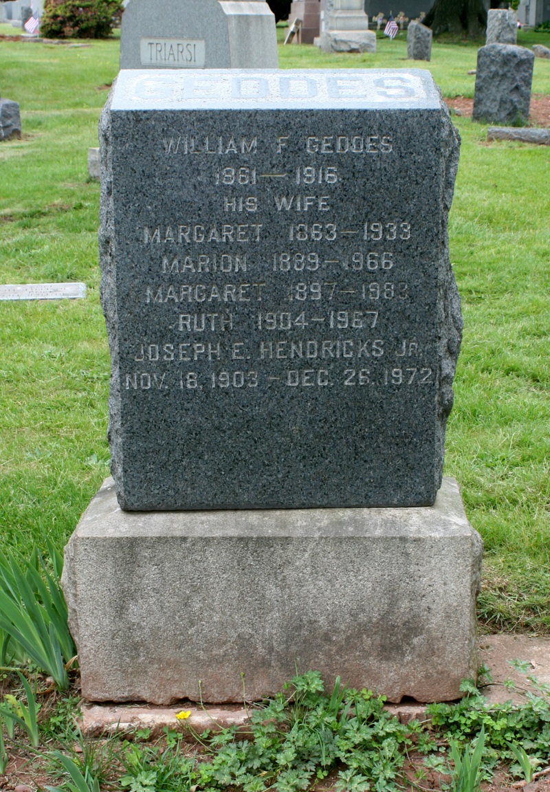 The Rosedale Cemetery Grave Marker of Joseph E. Hendricks