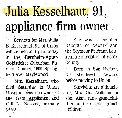 Julia (Bogner) Kesselhaut Obituary 2