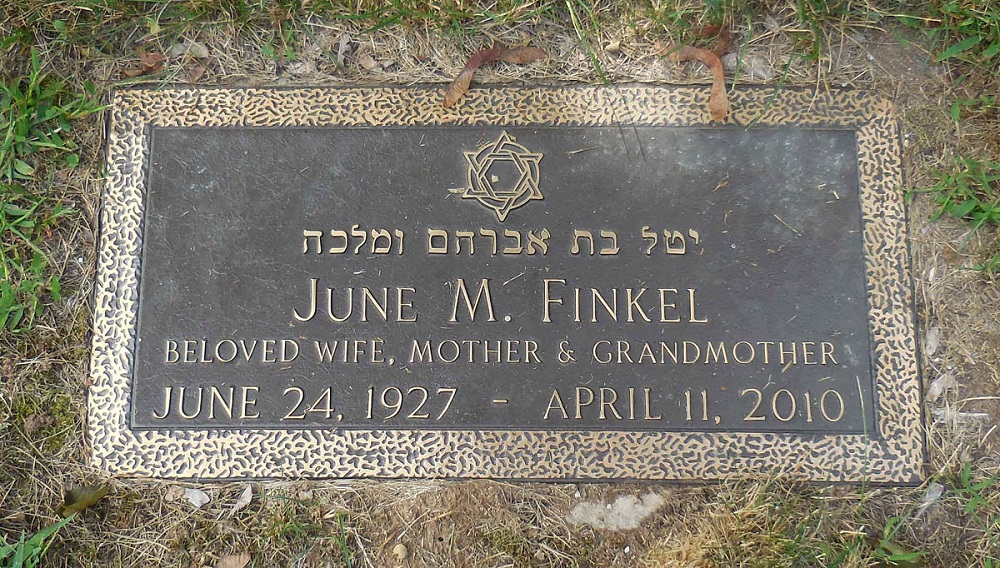 The Bnai Jacob Memorial Park Grave Markers of June Finkel