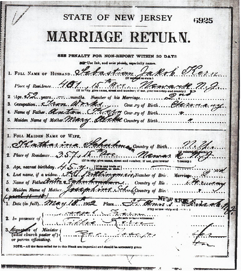 Katharina Schuhmann and Sebastian Kern Marriage Certificate