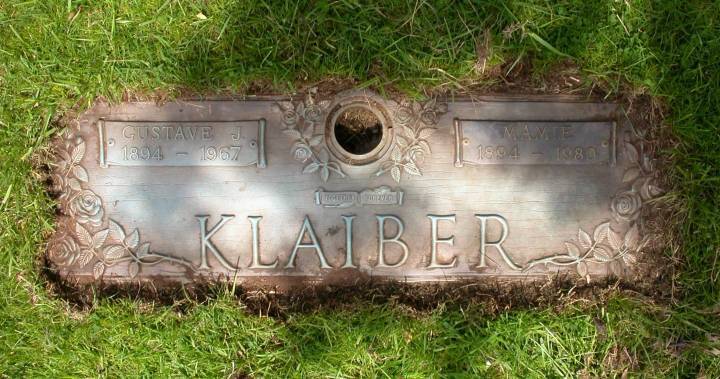 The Hollywood Memorial Park Grave Marker of Gus and Mamie Klaiber
