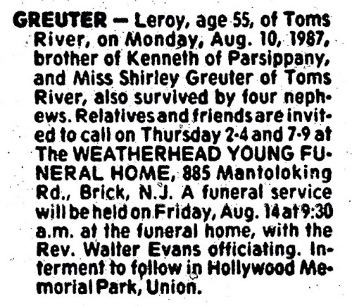 Leroy Greuter Obituary